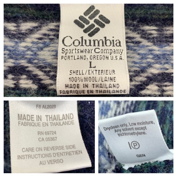 Vintage Columbia Men’s 100% Wool Fair Isle Sweater V-Neck Fuzzy Stripe Sz Large - Picture 14 of 16